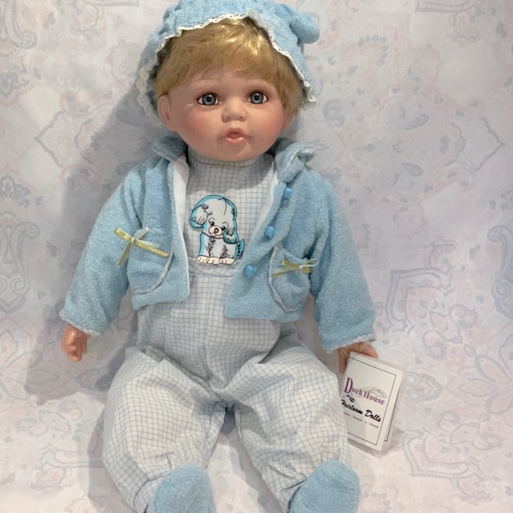 Duck House heirloom doll. Baby Vince. 1980/90’s